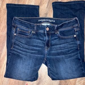 American Eagle Kick Boot Dark Denim Jeans, 10 short. Like new!